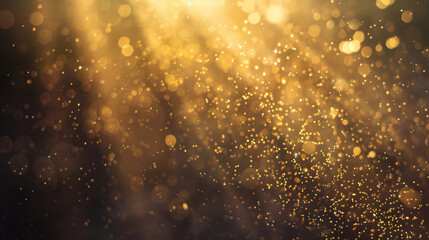 Gold glitter and bokeh background with copy space text for design, celebration, and holiday