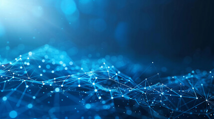 Poster - Abstract blue and white digital network with copy space text for design, technology, and futuristic