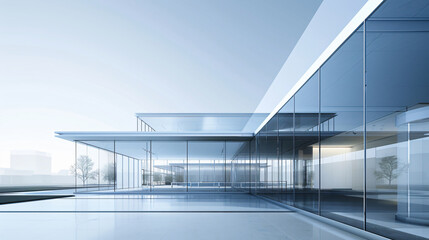 Poster - Modern glass building with copy space text for design, architecture, and business