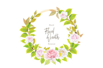 Poster - Flowers and leaves wreath design