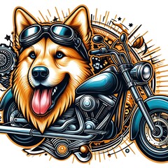 Wall Mural - A dog design graphic wearing goggles and a motorcycle vector vector.