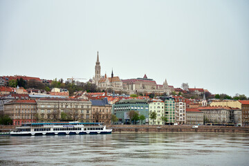 Wall Mural - Panoramic view on skyline of Budapest city along Danube River. Architecture of capital of Hungary with historical buildings and famous landmarks