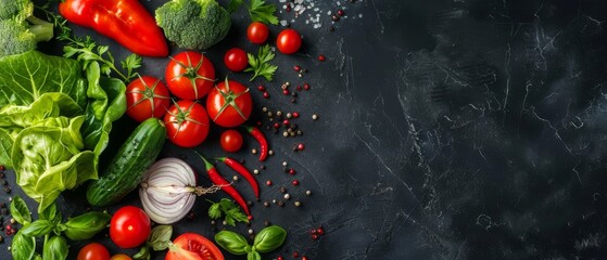 Food background with assortment of fresh organic vegetables