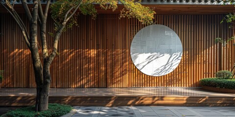 Wall Mural - A Minimalist Architectural Design with a Round Window
