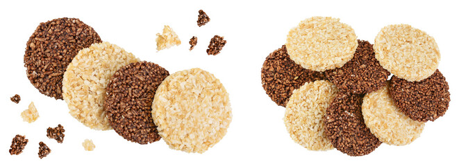 Wall Mural - coconut and amaranth cookies with carob isolated on white background with full depth of field. Healthy food.