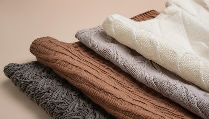 Wall Mural - knitted sweater and sweaters on white background