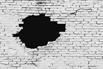 Black Hole in White Brick Wall