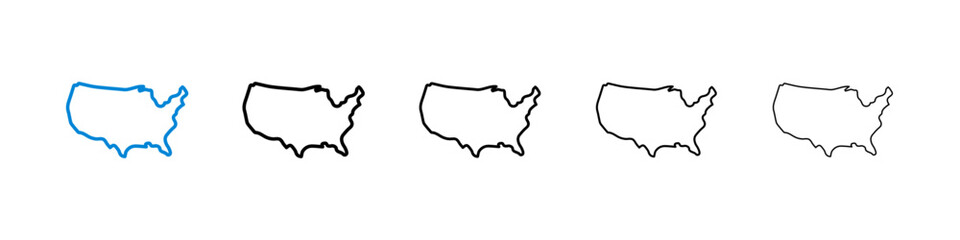 Wall Mural - America map black and white vector icon