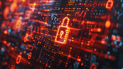 Poster - computer screen showing red lock