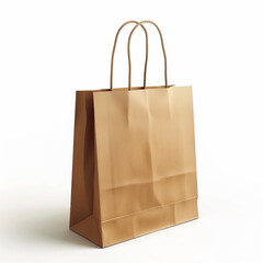 Wall Mural - paper bag, beige color, white background 