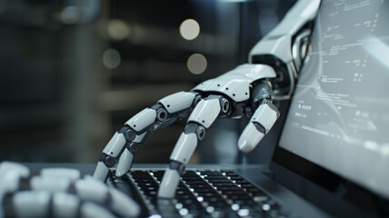 Poster - Typing on laptop with robotic hand