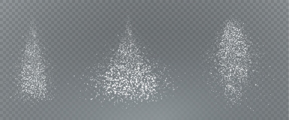 Wall Mural - Christmas glowing bokeh confetti light and glitter texture overlay for your design. Frosting effect sugar png, salt and flour for baking, with powder white and isolated on transparent background.