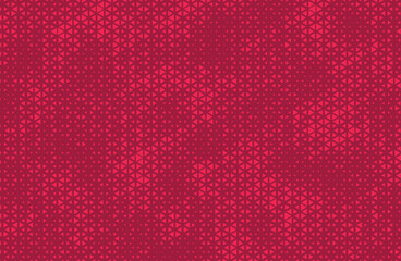 Fototapete - Triangular Halftone Texture Retro wave Vector Geometric Technology Abstract Background. Half Tone Triangles Retro Burgundy Red Pattern. Minimal 80s Style Dynamic Tech Structure Wallpaper