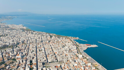 Wall Mural - Patras, Greece. Central part of the city in summer. Sunny day, Aerial View