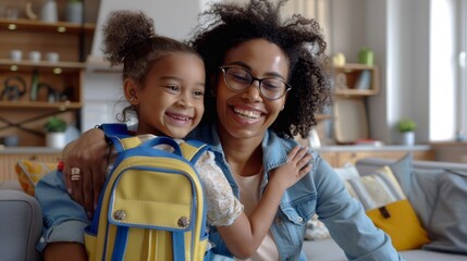 Wall Mural - The mother and daughter embrace