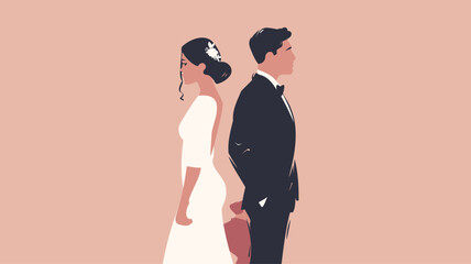 Married Couple Stands Back to Back, Symbolizing the Brink of Divorce and Relationship Crisis