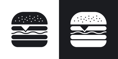 Wall Mural - Cheese burger thin icon collection.