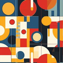 Wall Mural - Abstract Geometric Design With Red, Yellow, and Blue Colors