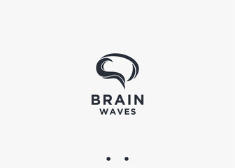 Wall Mural - brain with waves logo design vector silhouette illustration