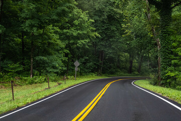 Wall Mural - A long way down the road going to Great Smokey Mountains NP, Tennessee