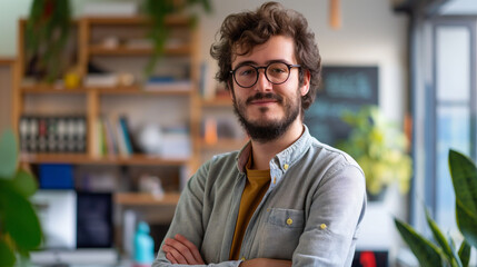 Poster - portrait of a SEO Consultant working in modern office, male tech worker 