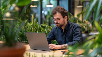 Poster - portrait of a SEO Consultant working in modern office, male tech worker 