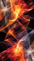 Wall Mural - Abstract Orange And White Flames On Black Background