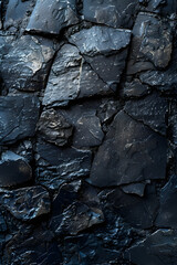 Wall Mural - Closeup of a dark grey rock wall with intricate patterns