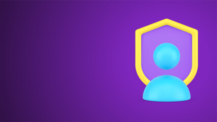 Poster - Personal web account data protection secure shield 3d icon vector illustration. Cyber risk insurance
