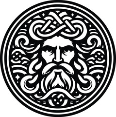 Wall Mural - poseidon in silhouete with celtic knot pattern illustration