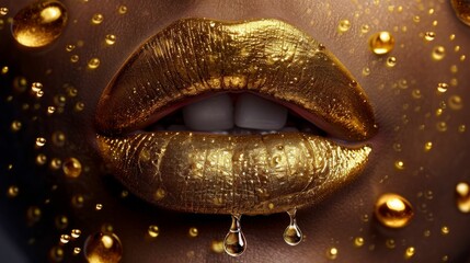 Poster - A woman's face is covered in gold glitter