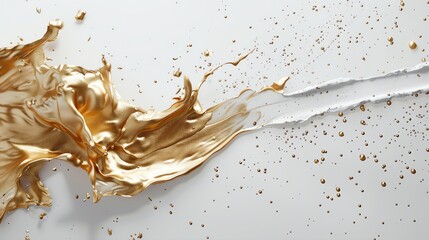 Wall Mural - abstract gold paint splatter against a white background.