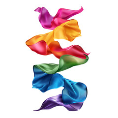 Poster - Silk ribbon floating, realistic, vibrant colors, isolated on white background transparent background