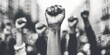 © David Kreuzberg - raised fist in air for demonstration and protest
