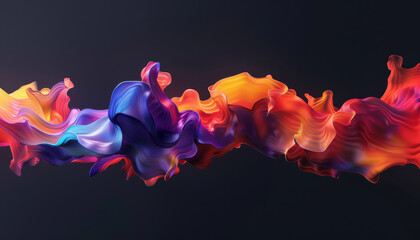 Wall Mural - A colorful, flowing piece of fabric with a purple, orange, and blue hue by AI generated image