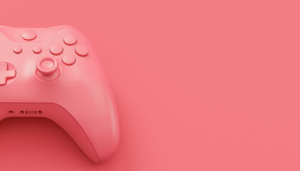 Canvas Print - Video game joystick or gamepad in plain monochrome pink color background