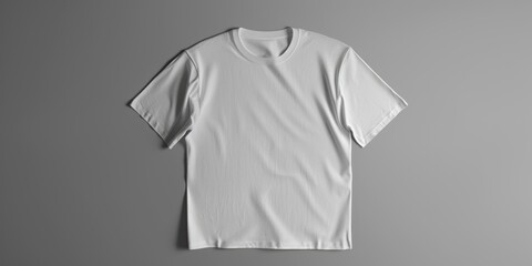 A simple yet stylish image of a white t-shirt on a gray background