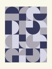 Poster - Abstract geometric artwork design with simple shapes and figures. Vertical pattern graphics with geometrical elements. Perfect for web banner, business presentation, branding package, fabric print.