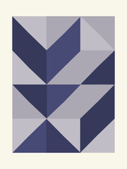 Poster - Abstract geometric artwork design with simple shapes and figures. Vertical pattern graphics with geometrical elements. Perfect for web banner, business presentation, branding package, fabric print.