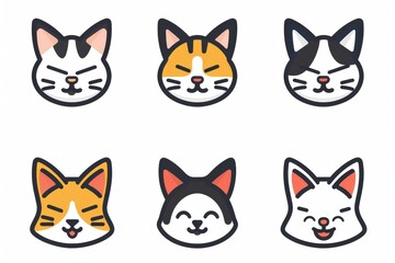 Wall Mural - Cat flat icon, minimal kitten symbol, kitty sign isolated, pet pictogram, cat set on white