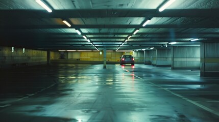 Wall Mural - A car is parked in a parking garage