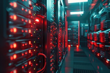 Poster - Row of servers and equipment in a data center room