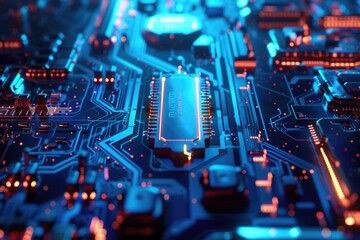 Poster - A detailed view of electronic components on a circuit board
