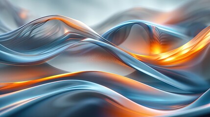 Wall Mural - A wave of blue and orange with a splash of gold