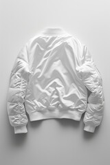 Wall Mural - A white bomber jacket on a plain white background