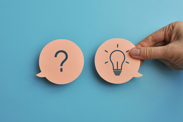 Poster - Two conversational clouds. Symbol of the need to write, ask something