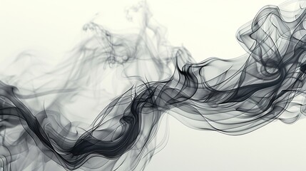 Wall Mural - A black smoke trail with a white background