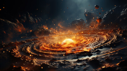 contemporary scene of space background with spiral galaxy and stars landscape background