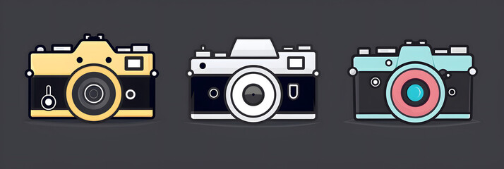 Wall Mural - Camera icon set. Photo camera in flat style. Vector