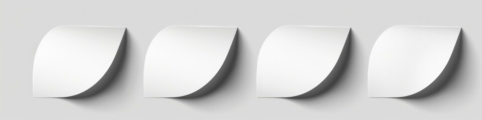Wall Mural - sticker mockup set. circular adhesive labels with peeling corner and shadow. realistic round paper s